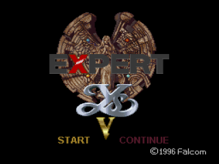 Ys V Expert title screen for Super Famicom